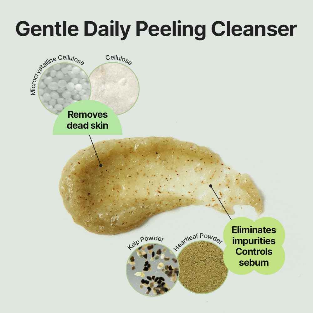 PURE Peeling To Foam, 4 oz. fl. Daily Scrubs Cleanser, Mild Peeling Gommage Natural Scrubs, BHA Exfoliating Moisture Foam Cleansing