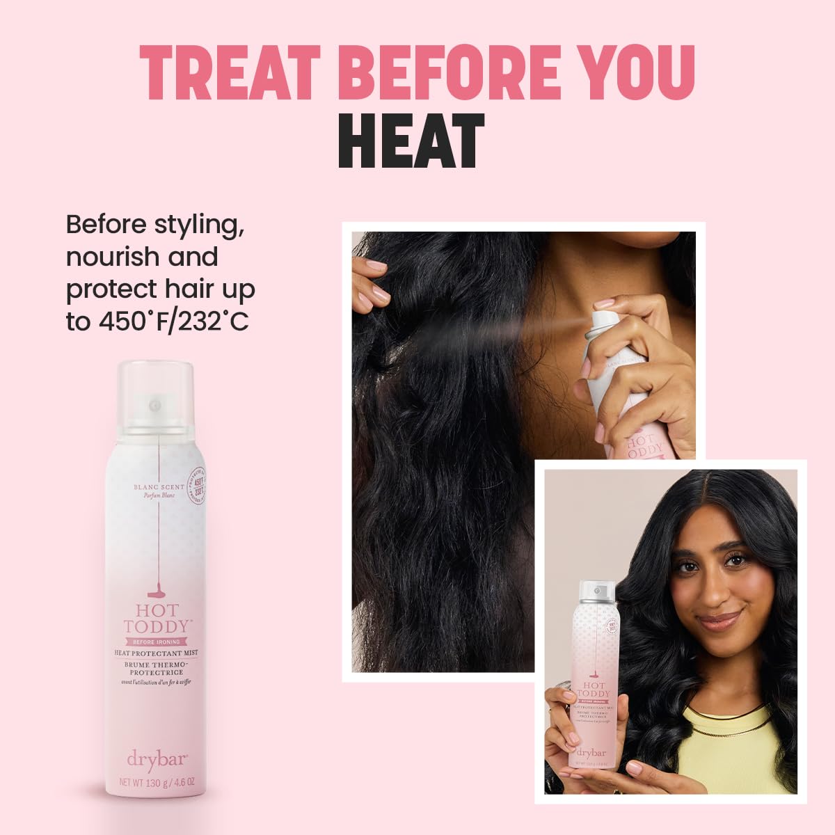 Drybar Hot Toddy Heat Protectant Mist for Hair, Blanc Scent, 1.5 oz