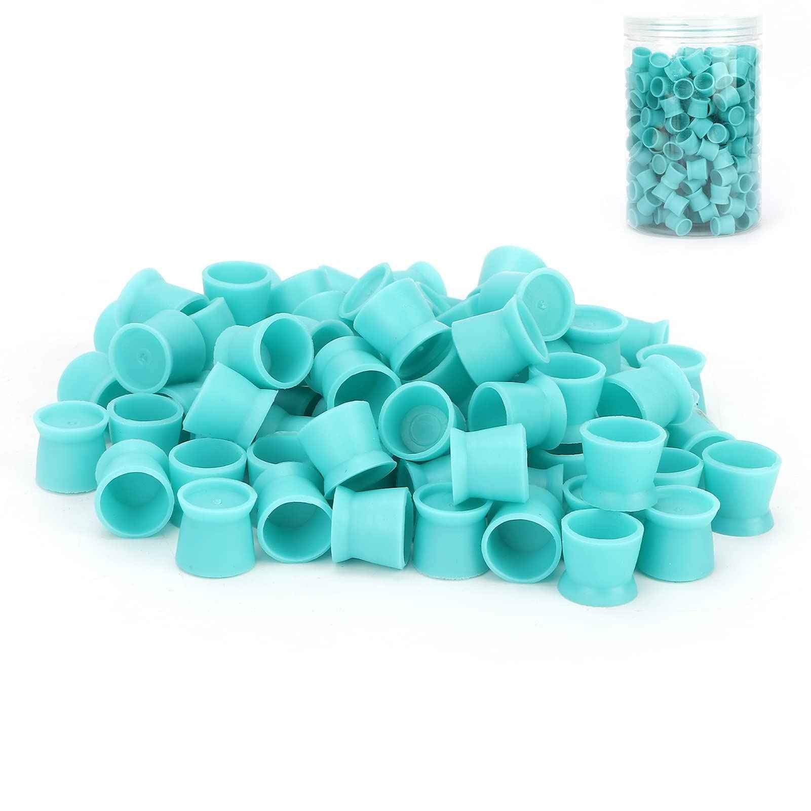 300pcs Ink Cups, Eyebrow Lip Color Cup Silicone Multipurpose Disposable Pigment Cups Ink Paint Cup for Ink Supplies(Blue)