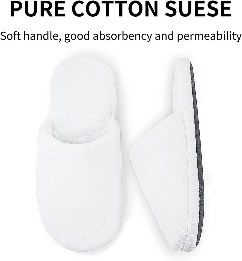 Luxury Spa Slippers - Cotton Memory Foam Non-Slip Closed Toe | Washable for Hotel, Travel, Bride, Men & Women