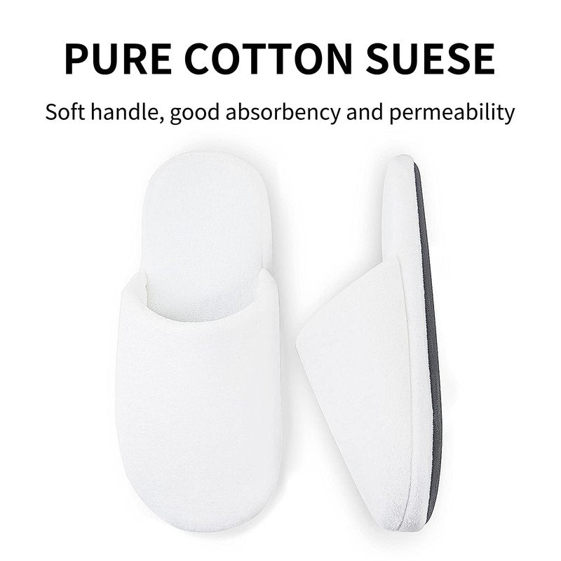 Tlizzz7 6-Pair Luxury Spa Slippers - Cotton Memory Foam Non-slip Closed Toe Washable Slippers for Hotel,Guest,Travel,Bride,Women and Men