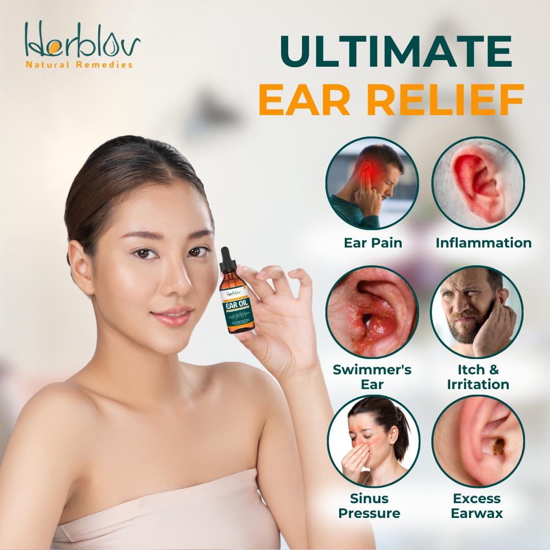 Organic Ear Oil for Ear Infections - Natural Eardrops for Infection Prevention, Swimmer's Ear & Wax Removal - Kids, Adults, Baby, Dog Earache Remedy - with Mullein, Garlic, Calendula, Made in USA