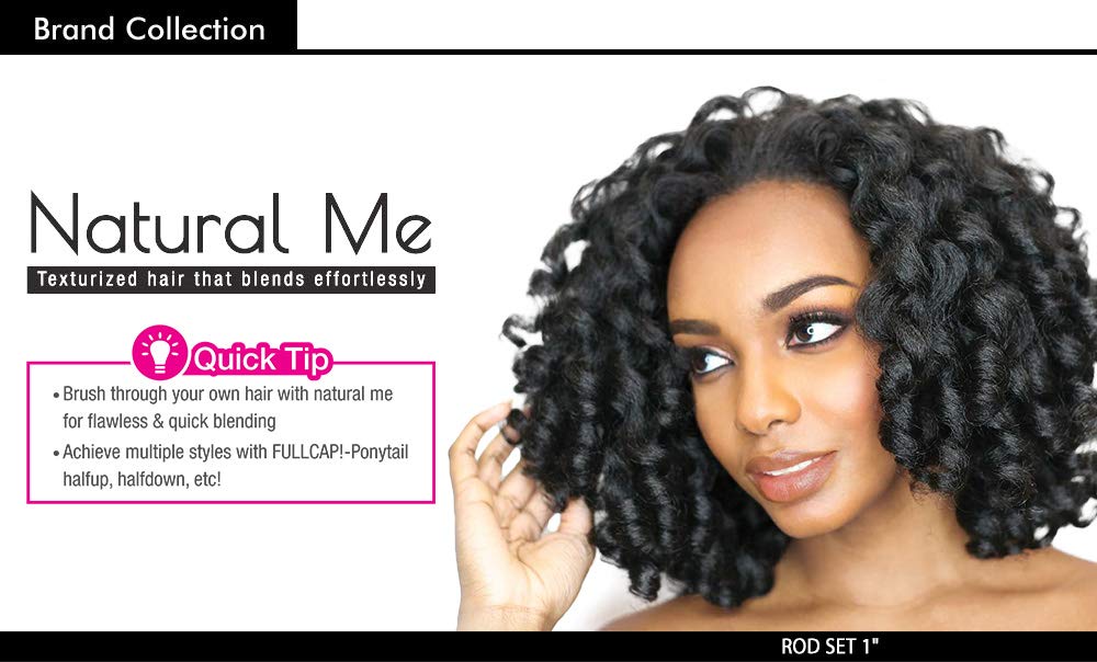 Freetress Equal Synthetic Drawstring Fullcap Half Wig - NATURAL ROD SET (1B Off Black)
