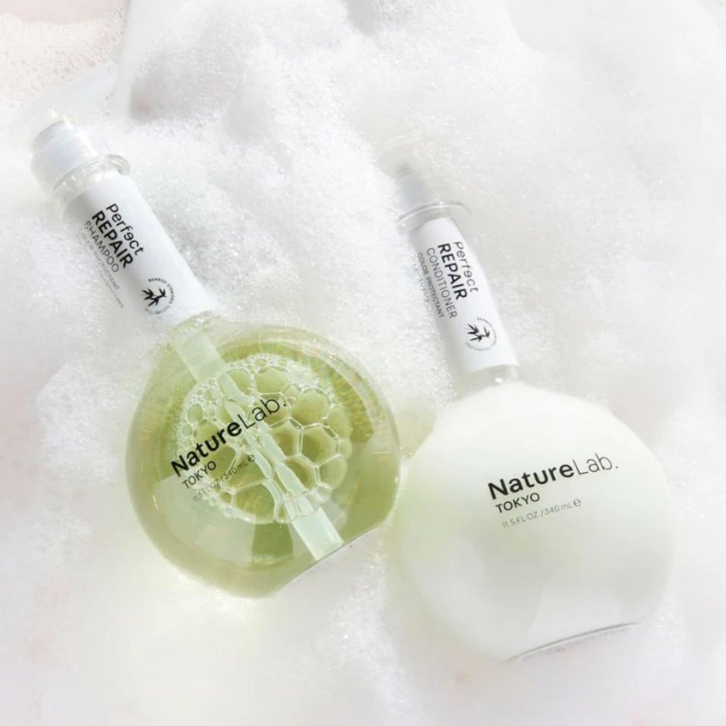 NatureLab.TOKYO Perfect Repair Shampoo & Conditioner Duo - Japanese Shampoo and Conditioner for Damaged, Color-Treated Hair - Penetrates Roots and Restores Strands - Japanese Hair Care - 11.5oz each