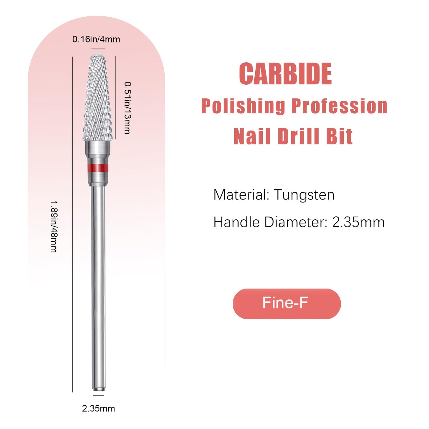 Tungsten Carbide Nail Bits - 3 Pcs Acrylic Nail Drill Set for Fast Gel Removal | 3/32" Size