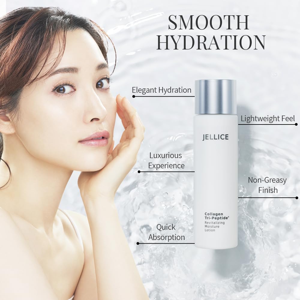 JELLICE Firming & Hydrating Collagen Lotion for Face & Neck – Lightweight Japanese Skincare with Tripeptides, Hyaluronic Acid & Niacinamide – Smooths, Tones & Softens – 4.06 fl oz