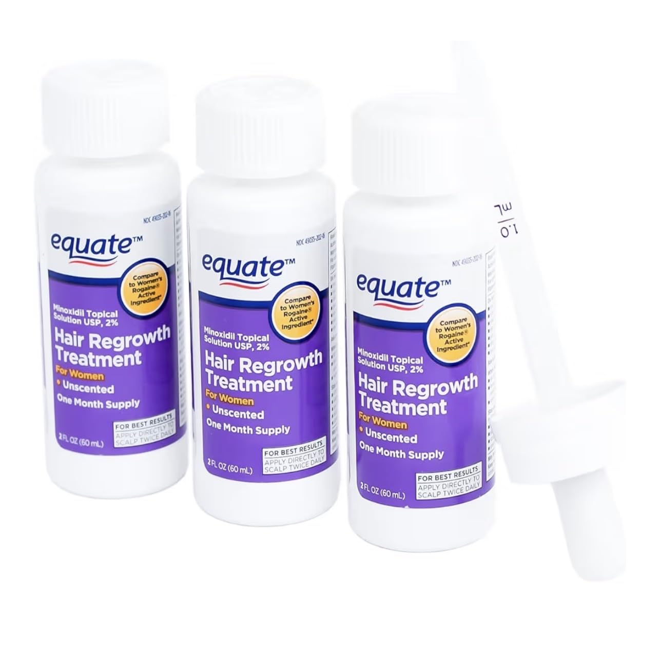 Equate Hair Regrowth Topical Solution for Women, 3ct