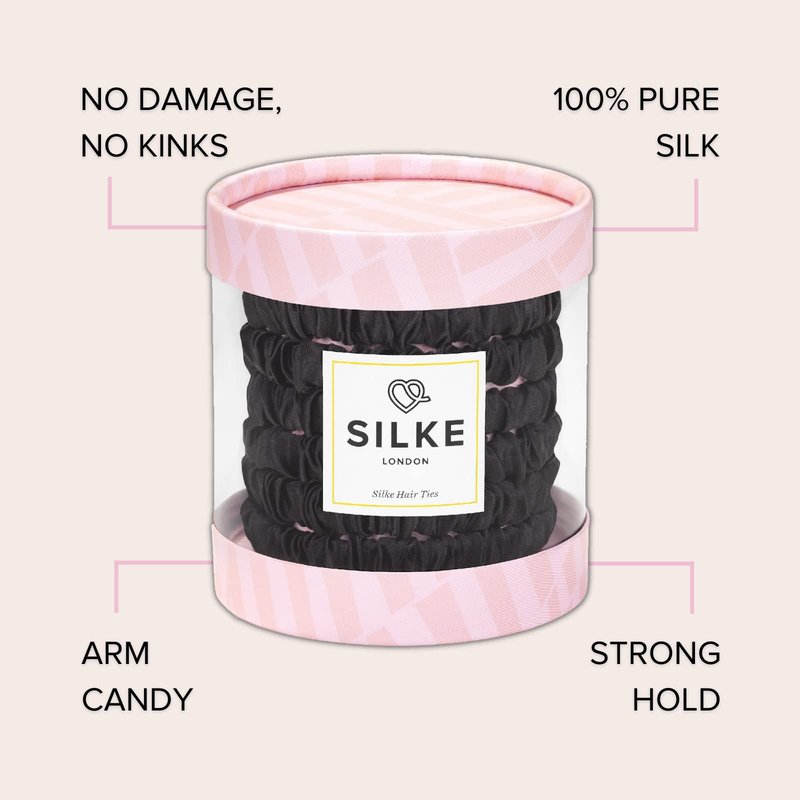 SILKE Hair Ties - Cleopatra | 100% Luxurious Silk Scrunchies (6 Pack) | Gentle on Hair, All Hold, No Damage | Ideal for All Hair Types & Styles