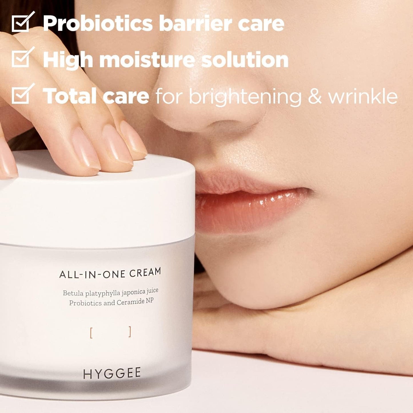 KSBC HYGGEE All in One Cream - High Moisture Barrier Face Moisturizer for Dry Skin - Probiotics & Ceramide - Non Sticky Moisturizing Cream - Skin Irritation Free, 2.7oz.