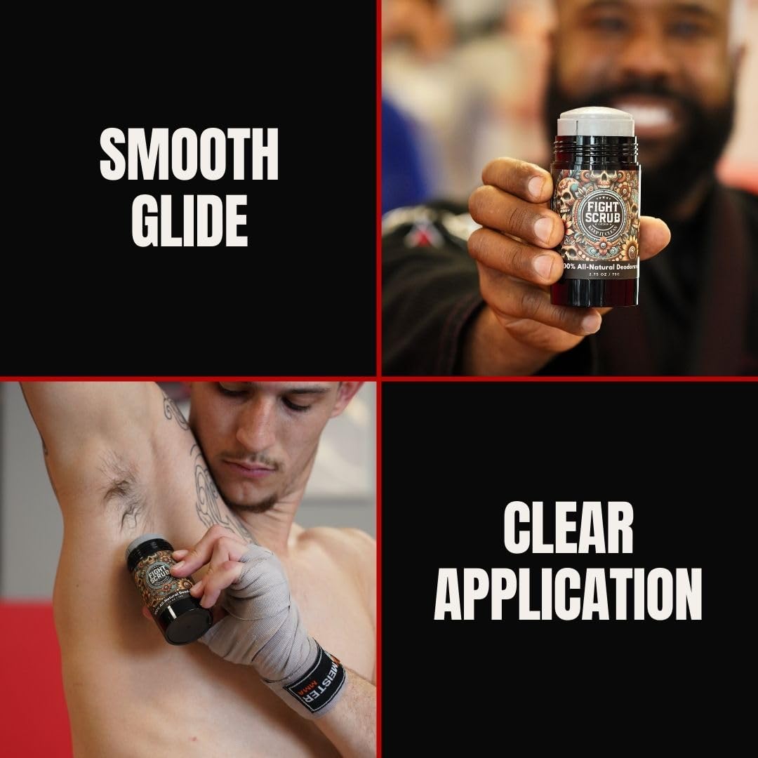 Fight Scrub Natural Deodorant - 100% All-Natural, Aluminum-Free, Long-Lasting Odor Protection, Magnesium Powered - Handmade in the USA (2-Pack: Mango + Coconut)
