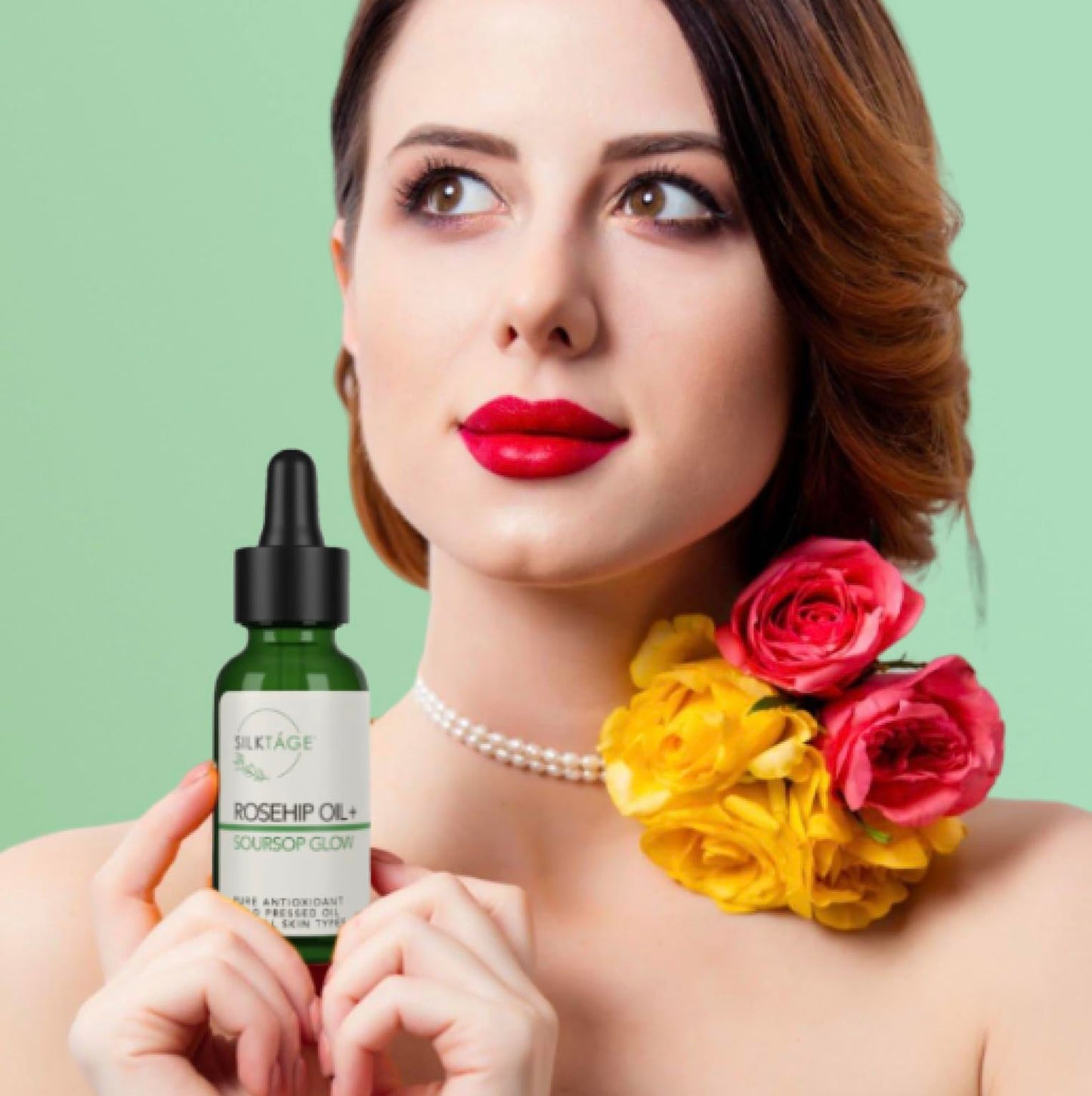 SILKTÁGE Rosehip Oil Soursop Glow - Organic Face Moisturizing Oil and Serum for Dry Skin, Mature Skin, Wrinkles, Dark Spots, Hydration with Rosehip & Soursop Oil 1 Fl. Oz