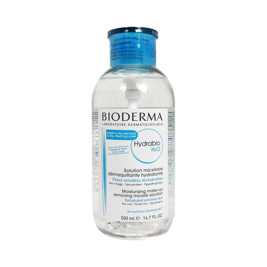Bioderma Hydrabio H2O Micellar Water Pump, Cleansing and Makeup Removing Gentle Face Cleanser for Dehydrated Sensitive Skin, 16.9 Fl Oz