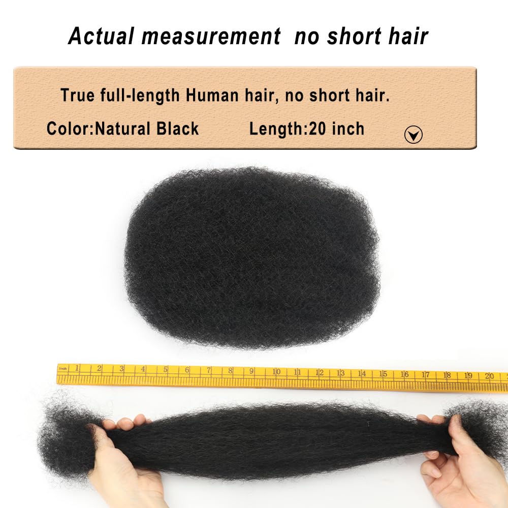 Afro Kinkys Bulk Human Hair,50g,braiding Human hair for Twist, Repaid Locs, Dreadlocks,Afro Kinky Bulk Human hair Extension for black women(20",1pack,black)
