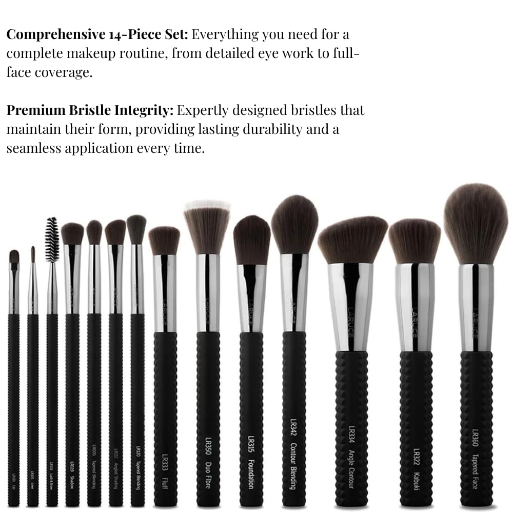 LARUCE 5PC Professional Vegan Eye Makeup Brush Set | Apply Foundation, Blend, Define, Shade, Highlight & More