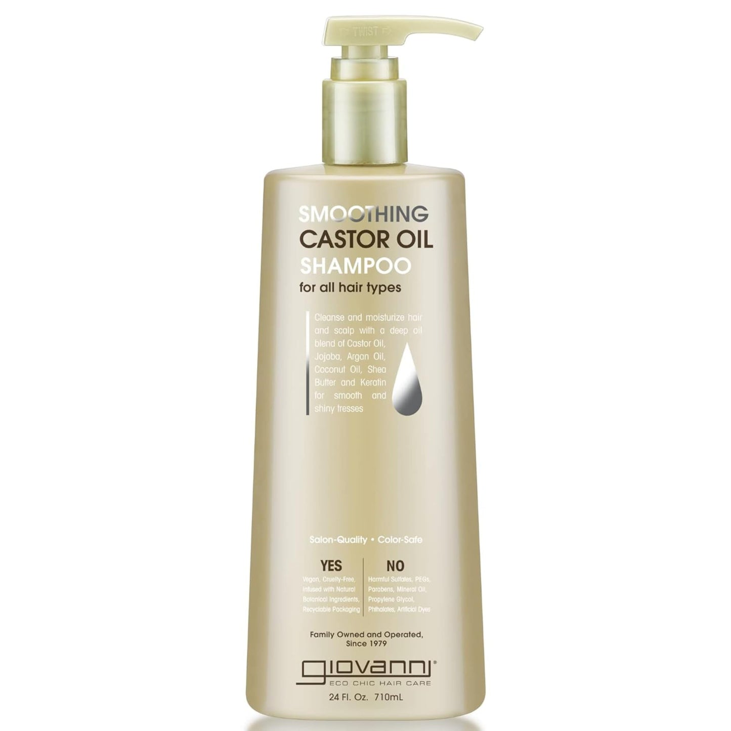 GIOVANNI Smoothing Castor Oil - for Moisture, Growth, Natural Moisturizing to Strengthen Damaged, Frizzy for Women & Men, Restore Smooth - 24 Fl Oz (Pack of 1)