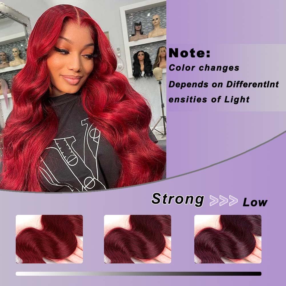 Burgundy Bundles Human Hair Body Wave 18 Inch Bundle Brazilian Hair Wine Red Body Wave Human Hair Extensions