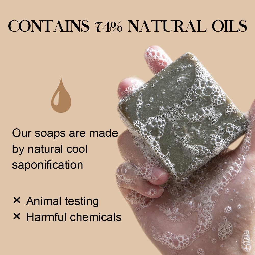 SKIRIFINE Natural Body Bar Soap Set, Tea Tree, Orange & Coconut, 5 oz x 3