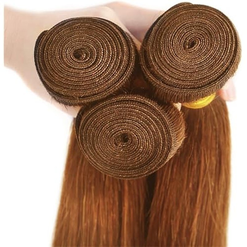 Brazilian Brown Human Hair Bundles Color 30 Light Brown Straight Bundles 26 28 30 Inch Unprocessed Straight Virgin Hair Extensions for Black Women