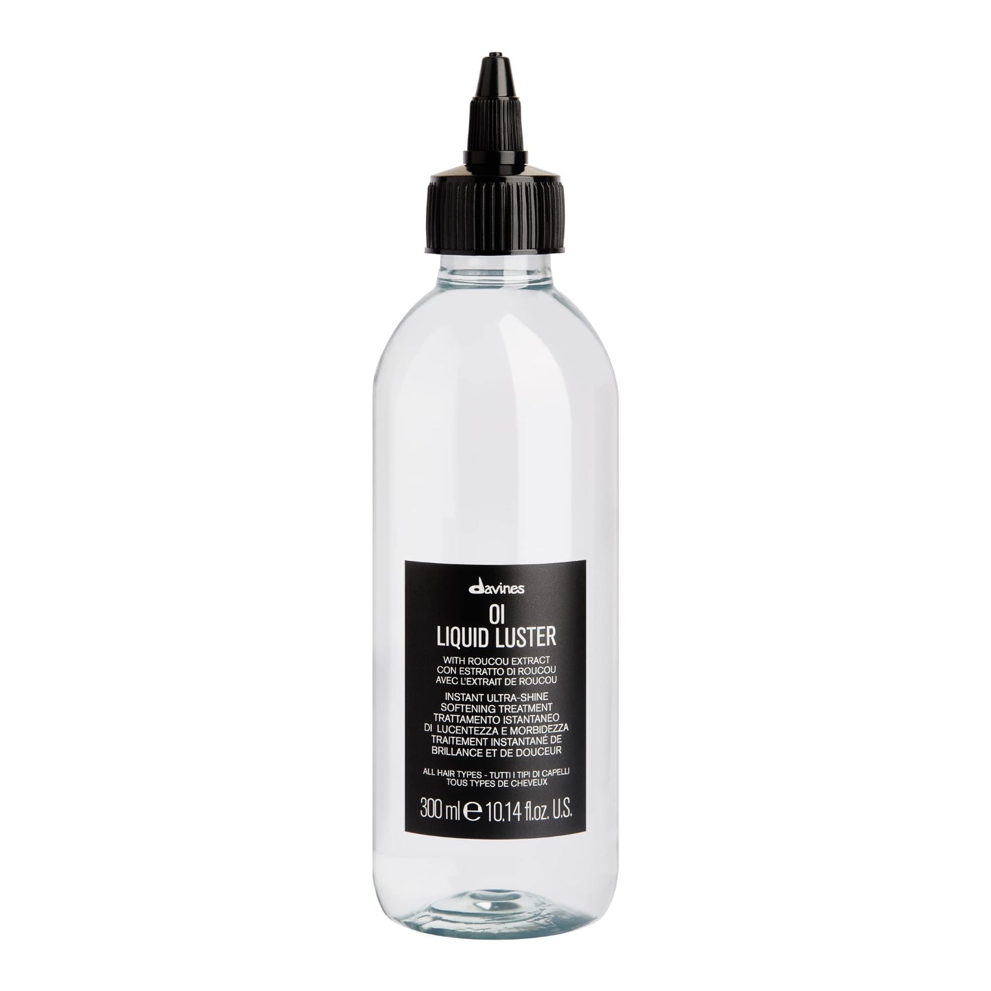 Davines OI Liquid Luster, Weightless Hair Treatment for Instant Glass-Like Shine - Softens, Detangles & Polishes Hair in Seconds with Roucou Oil - Rinse-Out Glossing Fluid, 10.14 Fl Oz