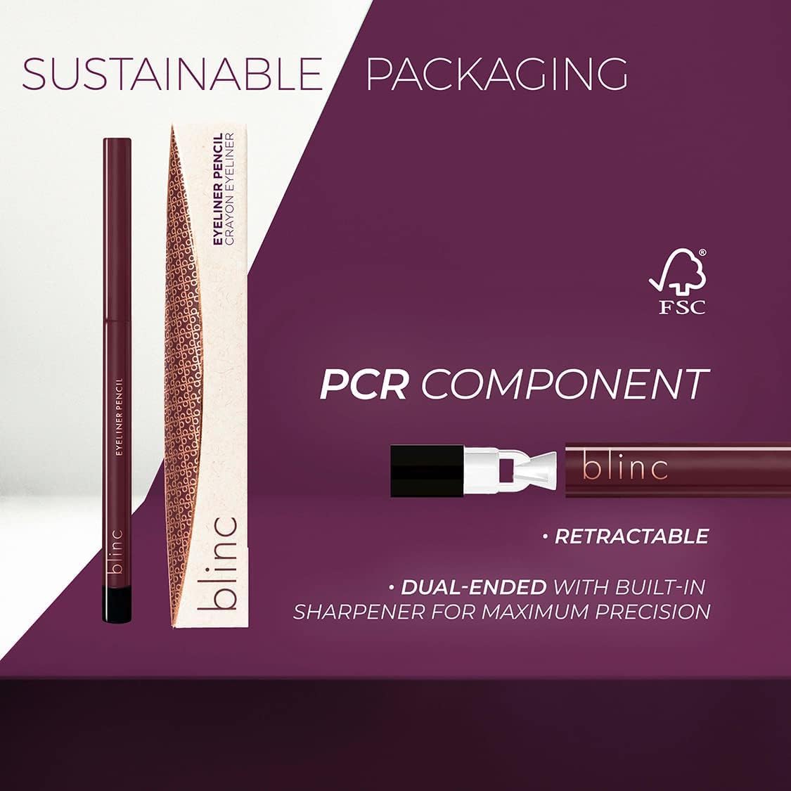 Blinc Eyeliner Pencil - Waterproof Mechanical Gel Eyeliner | Smudge-Proof, Long-Wearing, Black, 0.5g