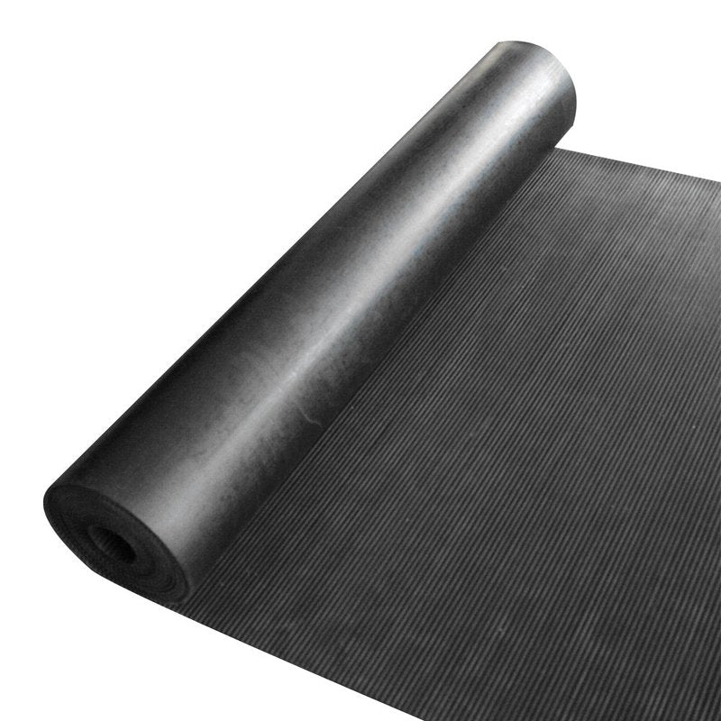 Rubber-Cal 03_167_W_RC_15 Ramp Cleat Non-Slip Outdoor Rubber Floor Mats, 0.13 inch Thick X 3ft X 15ft, Black