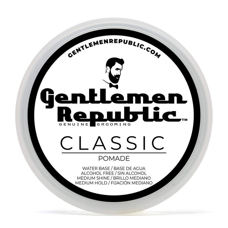 Gentlemen Republic Classic Pomade for Men - Water Based Pomade for Medium Hold & Shine, Premium Mens Hair Styling Products with No Beeswax - Ideal for Classic Styles, 4oz