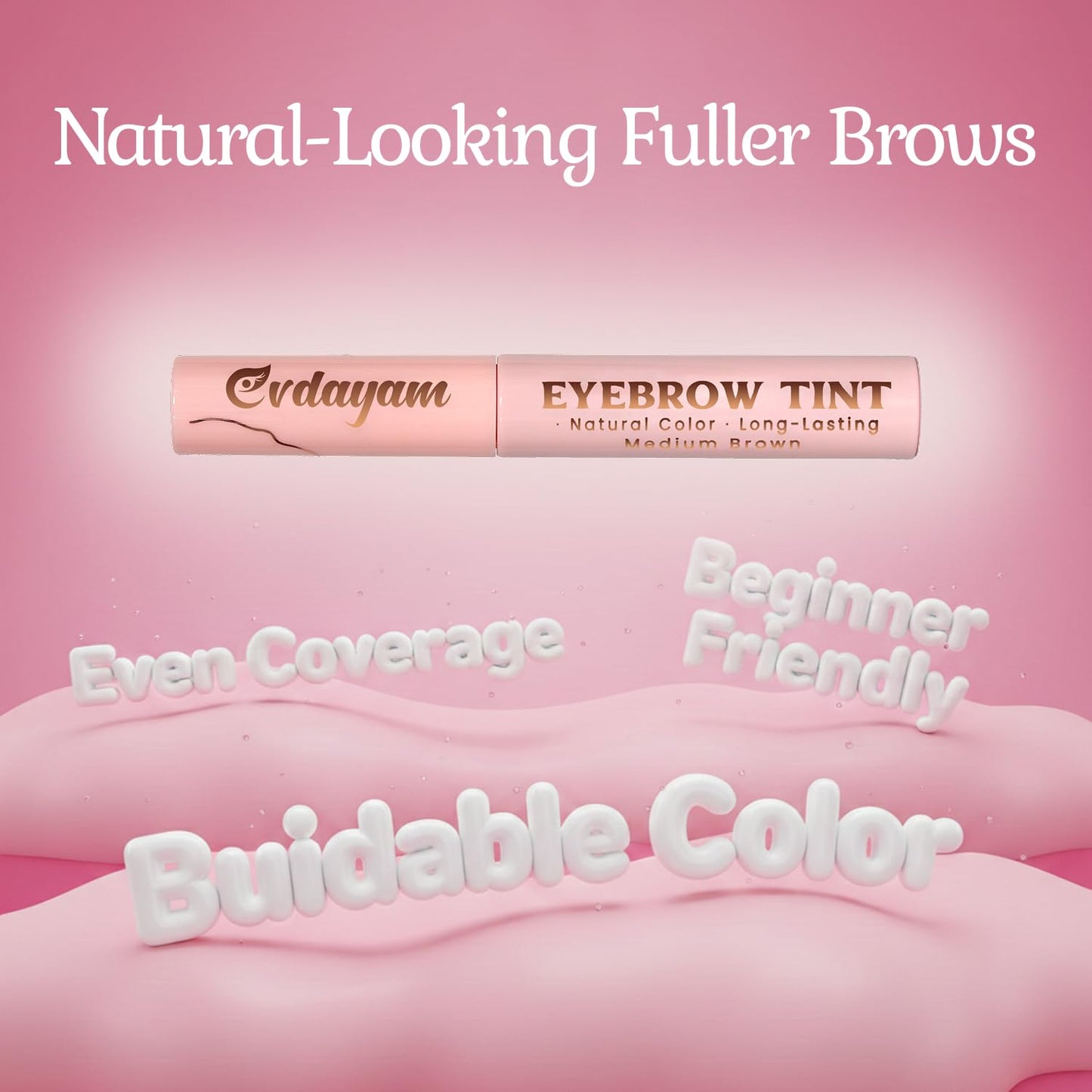 Eyebrow Tint & Eyebrow Gel – Smudge-Proof, Long-Lasting Color & Shape, Easy Application, Natural Full Eyebrow（Medium brown）