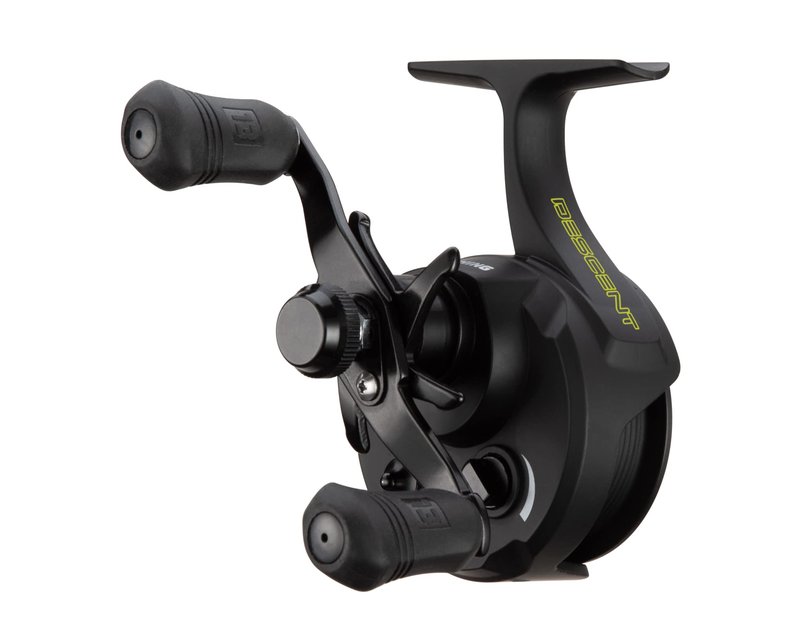 13 Fishing - Descent - Inline Ice Fishing Reel - 2.7:1 Gear Ratio - Left Hand Retrieve (Gen 2) - D2-2.7-LH, Black