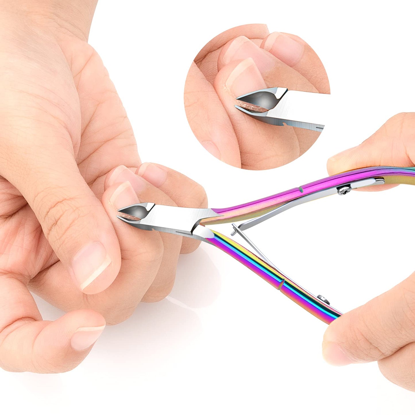4 Pack Professional Cuticle Nippers, Rainbow Nail Trimmer & Cutter