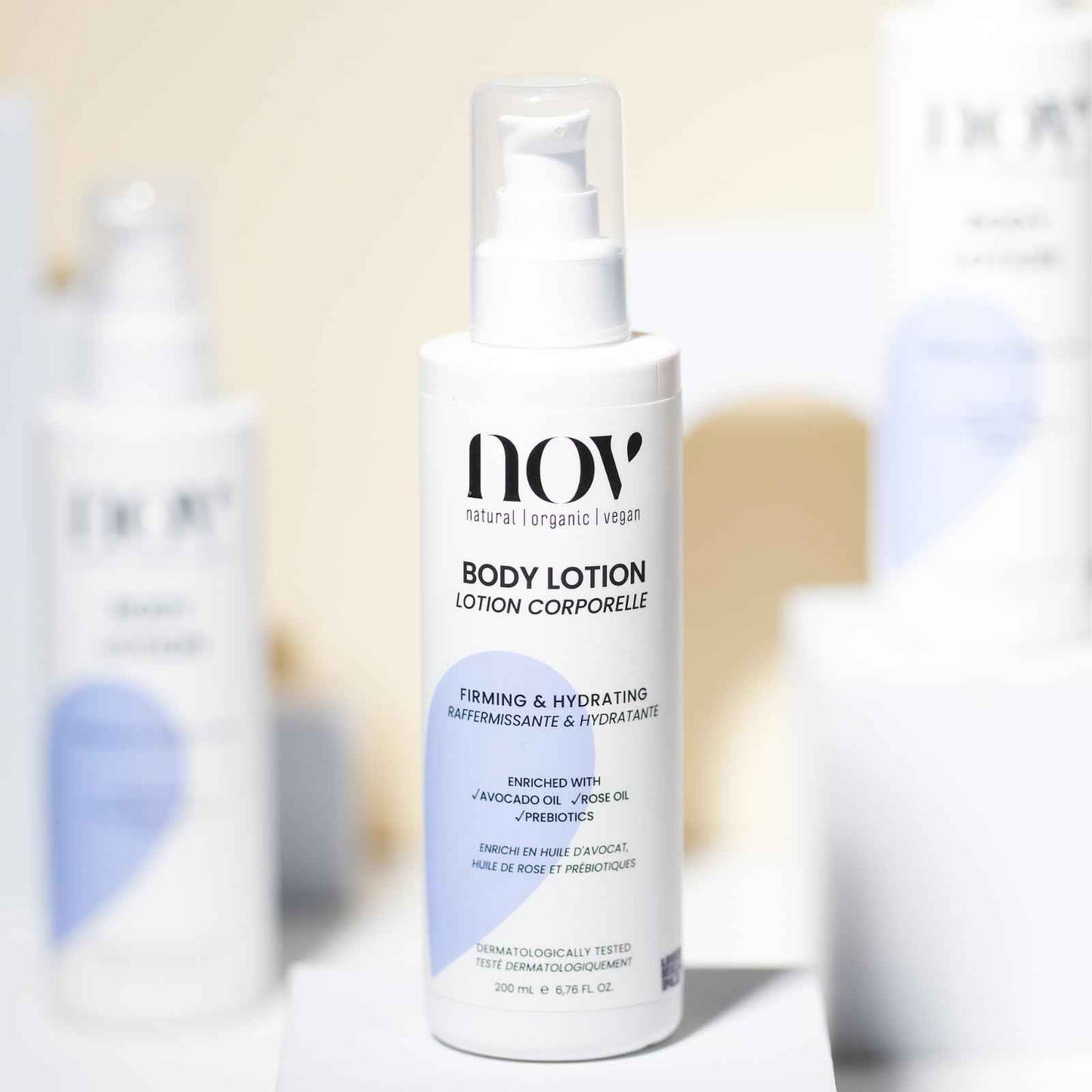 NOV natural organic vegan Firming and Hydrating Body Lotion - Moisturizer, Nourishing, Prebiotics, Scratch Marks, Skin Elasticity, Supports Collagen | Good for Eczema and Dry Skin, 6.76 Fl Oz