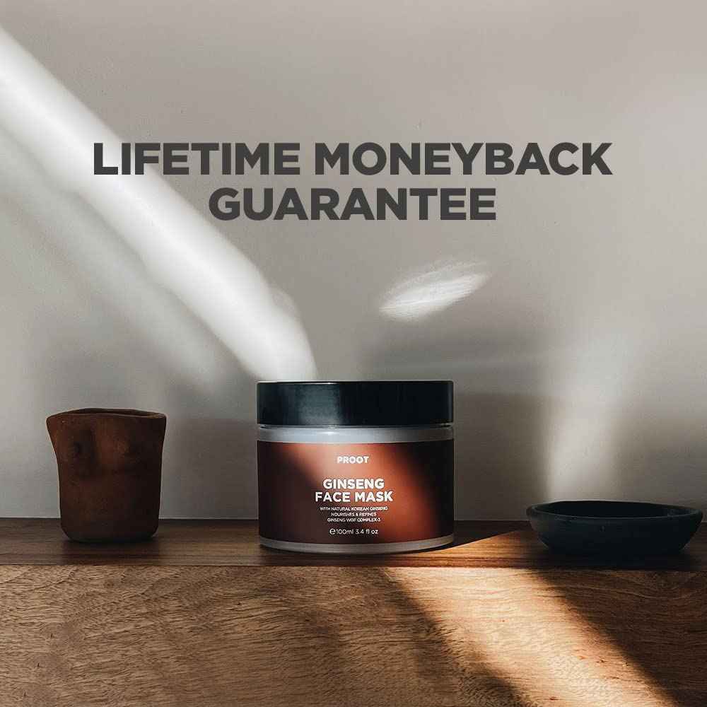 PROOT Ginseng Face Mask | 52.9% Korean Red Ginseng Extract | Skin Rejuvenating Formula for Wrinkles, Fine-Lines, Firmness and Elasticity | Korean Skin Care, Vegan, Cruelty-free | 3.4 fl. oz.
