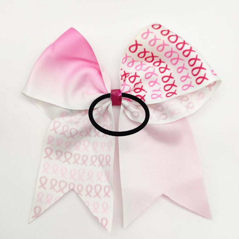 30pcs Breast Cancer Awareness Cheer Bows,7 Inches Pink Cheer Bows For Girls Women In October Cheerleading Hair Elastic Bands (Pink White)