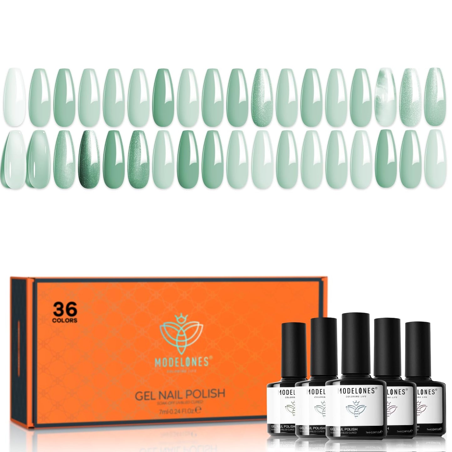 Modelones Gel Nail Polish Kit - 40Pcs Macaron Colors with 4 Base & Top Coats | Matte & Glossy Finish
