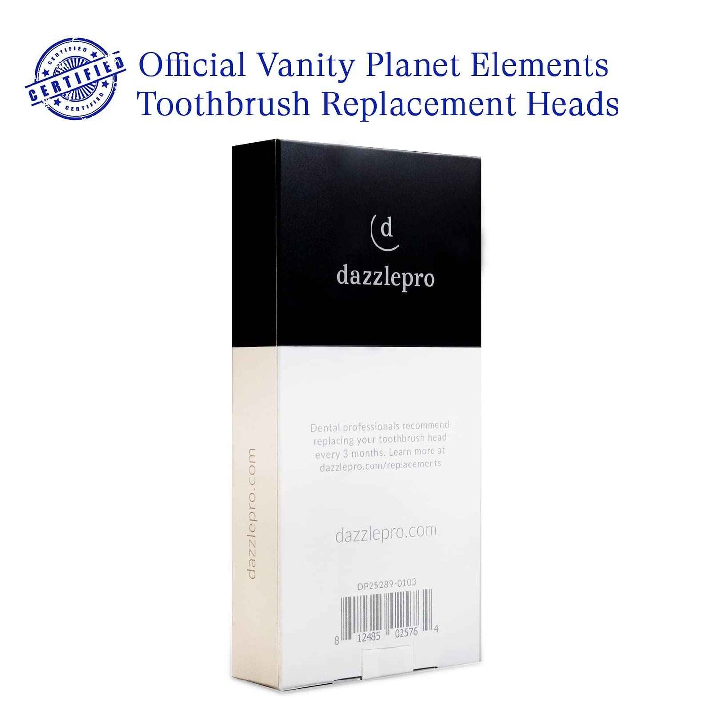 Dazzlepro Elements Toothbrush Heads - Compatible With Elements Sonic Toothbrush, Large, Soft Bristles, Large- Replacement Brush Heads, Large (Pack of 3)