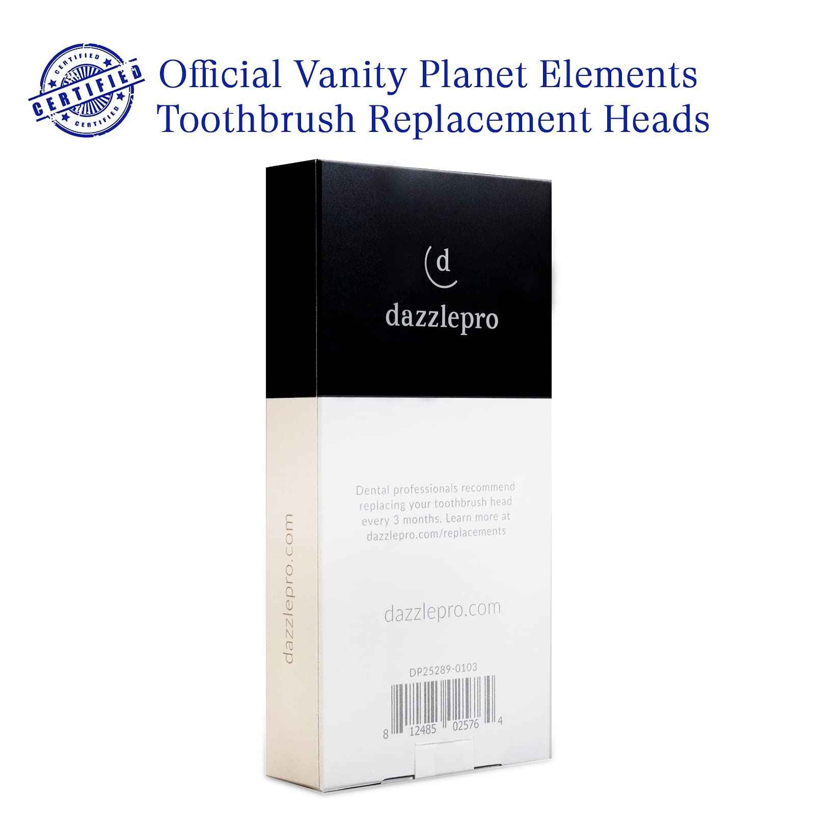 Dazzlepro Elements Toothbrush Heads - Compatible With Elements Sonic Toothbrush, Large, Soft Bristles, Large- Replacement Brush Heads, Large (Pack of 3)