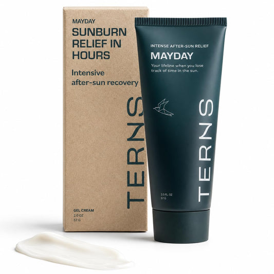 TERNS Mayday Intensive After Sun Gel Cream, Cooling Skin Care for Sunburn Relief, 3X Marine Bioactive Complex with Niacinamide, Squalane, Shea Butter & Aloe, Travel Size, Fragrance Free, 2 Fl Oz