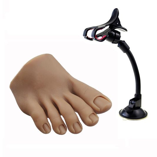 PPVWEY Lifelike Silicone Practice Foot Nail Training Foot Mannequin Flexible Bendable Silicone Foot Model with Table Clip for Acrylic Nails Art Training Display DIY (2#-Right)