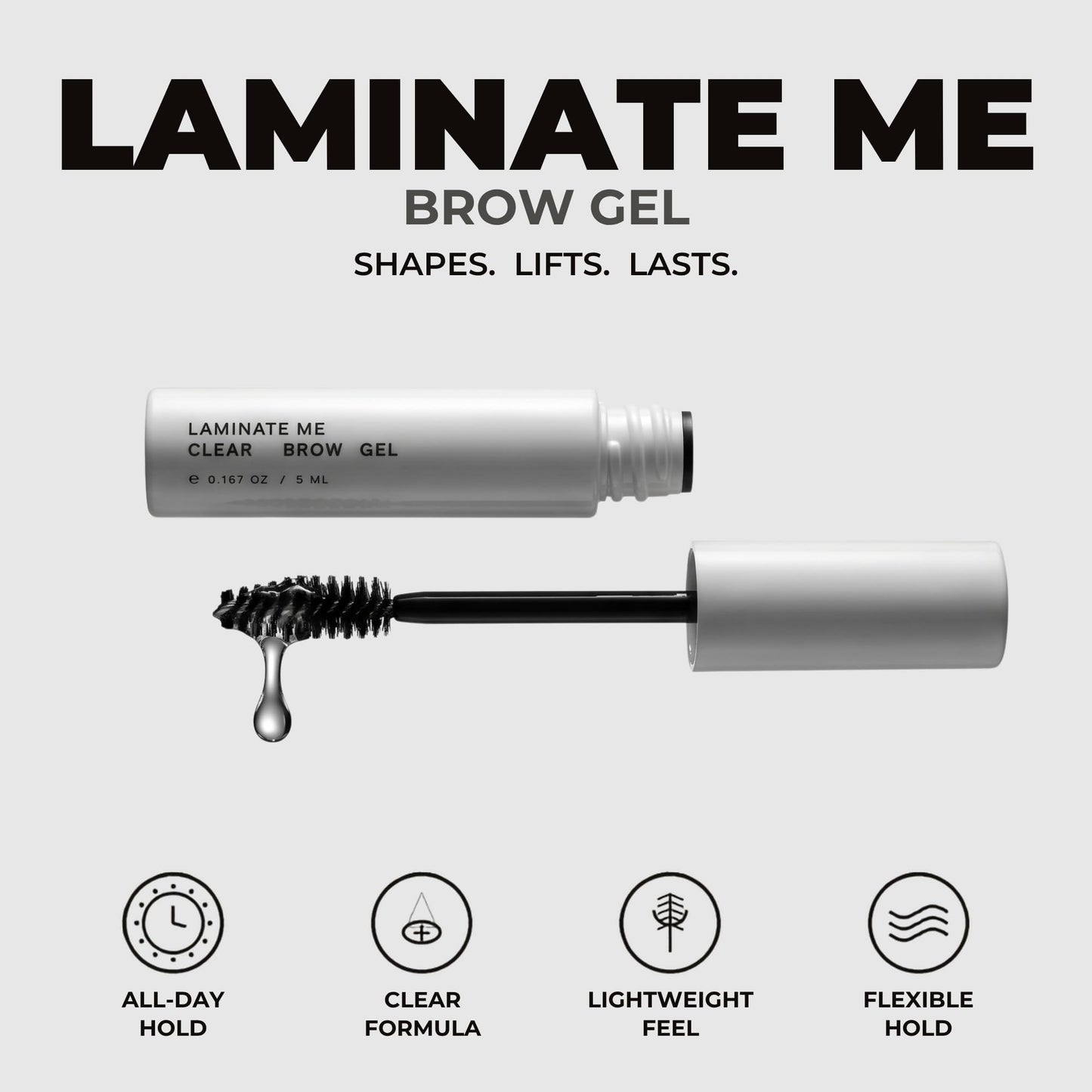 MADLUVV Laminate Me Clear Eyebrow Gel, Daily Use Medium Hold Lamination, Hypoallergenic and Cruelty Free