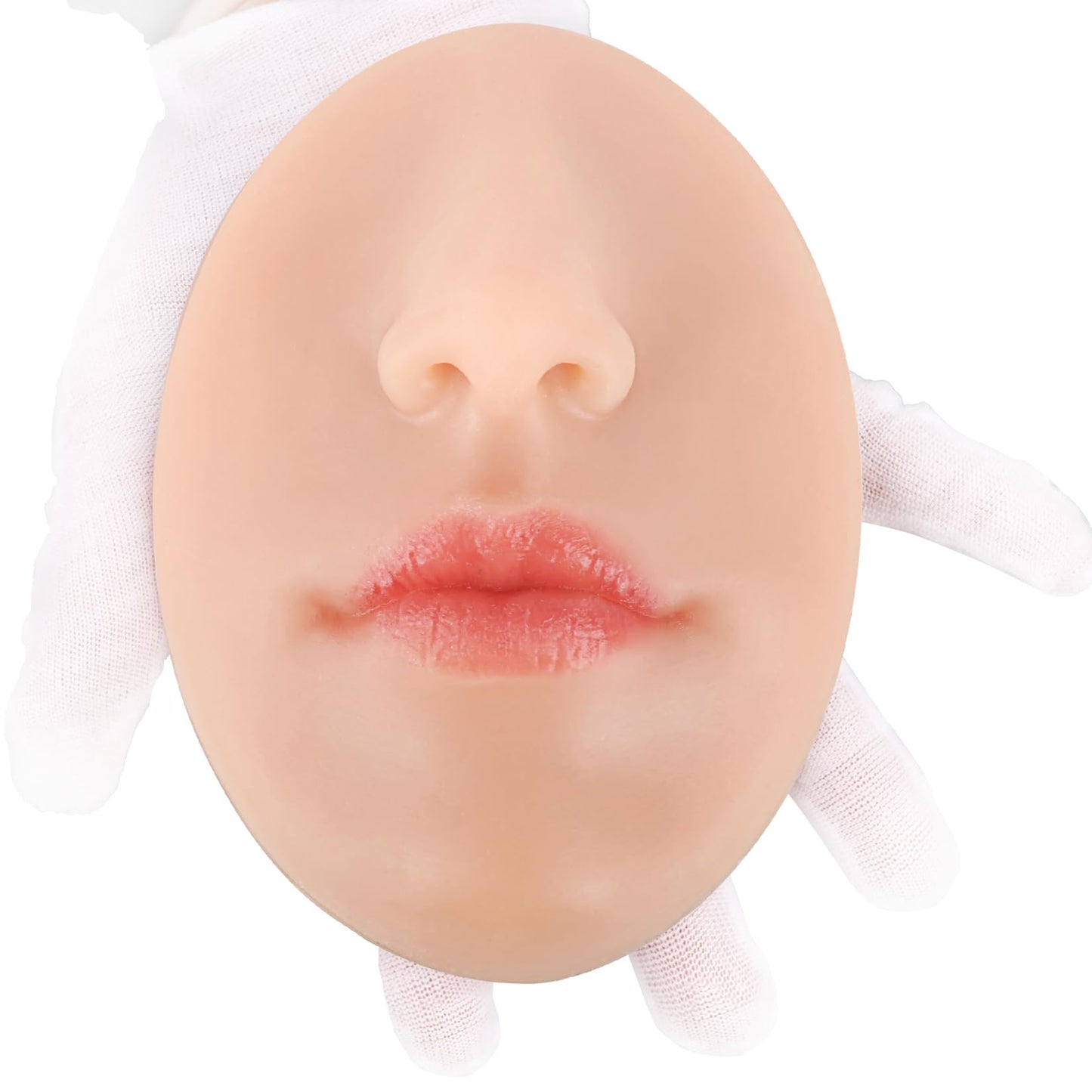 Vnmcry Silicone Nose Mouth Model Soft Flexible Piercing Practice Body Parts Silicone Lips Realistic Face Piercing Model Display (Ivory, M-Thin Lip)