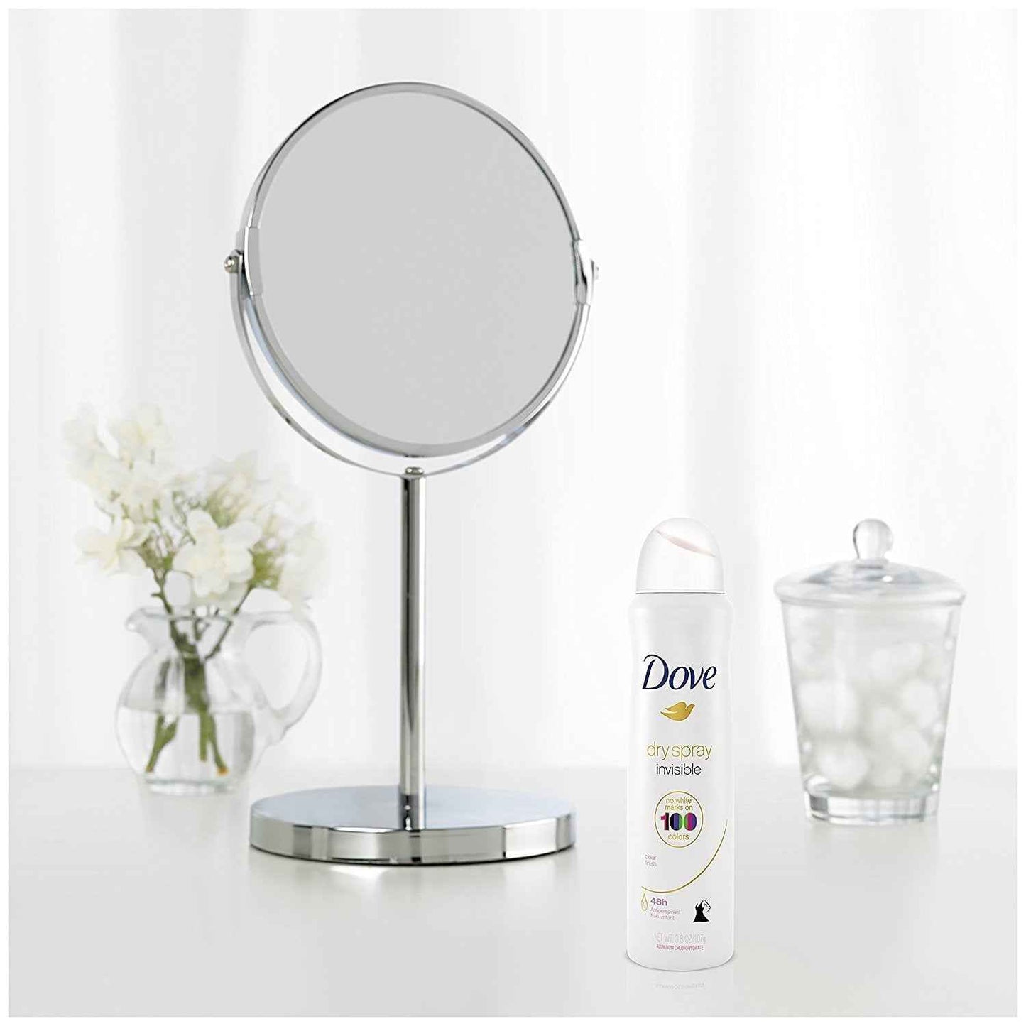 Dove Antiperspirant Dry Spray - Invisible - Clear Finish - 3.8 OZ (107 g) Per Can - Pack of 3 Cans