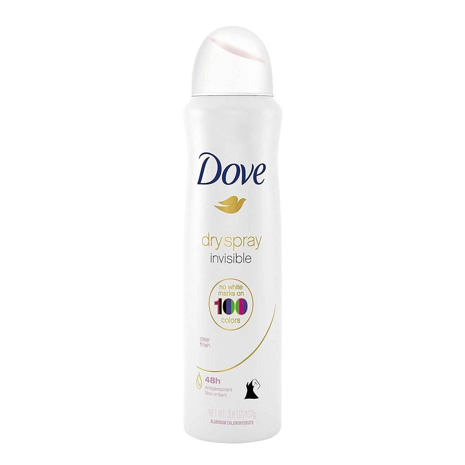 Dove Antiperspirant Dry Spray - Invisible - Clear Finish - 3.8 OZ (107 g) Per Can - Pack of 3 Cans