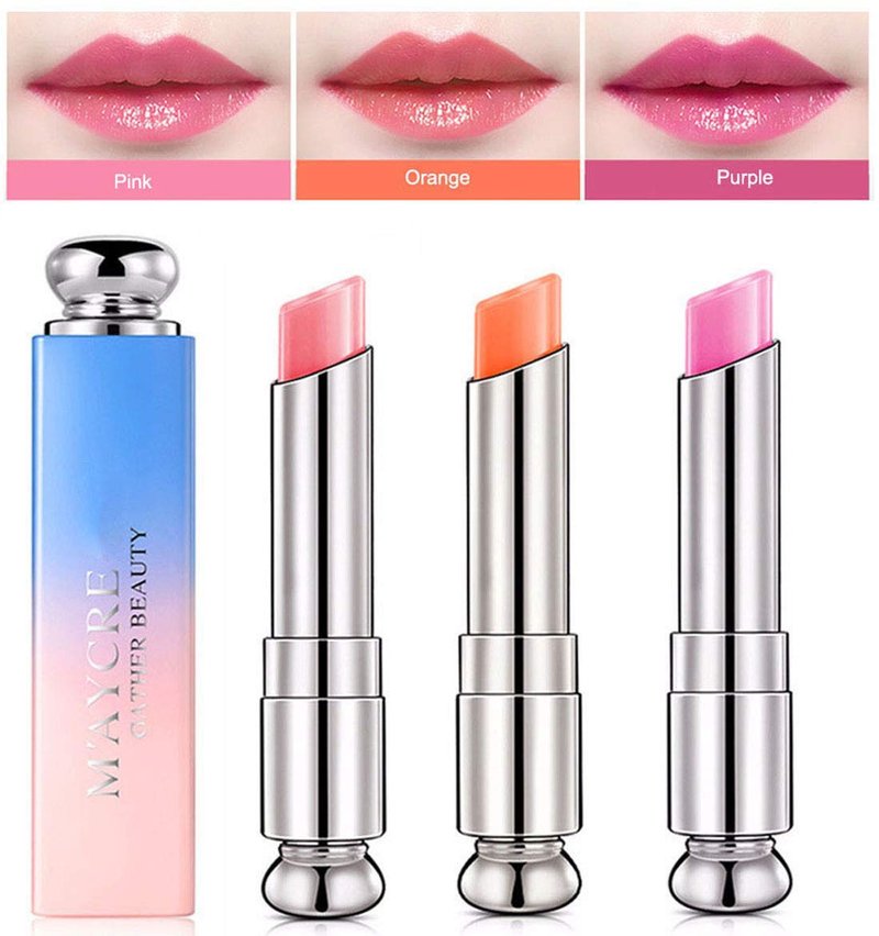 Petansy 3 Colors Jelly Lipstick Set Moisturizing Magic Temperature Color Changing Long Lasting Lip Balm