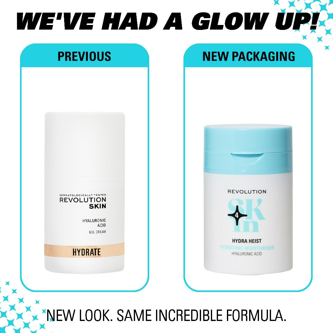 Revolution Skin, Hydra Heist Hyaluronic Acid Hydrating Moisturizer, Lightweight & Moisturizing Face Cream, Vegan & Cruelty-Free, 1.69 fl oz