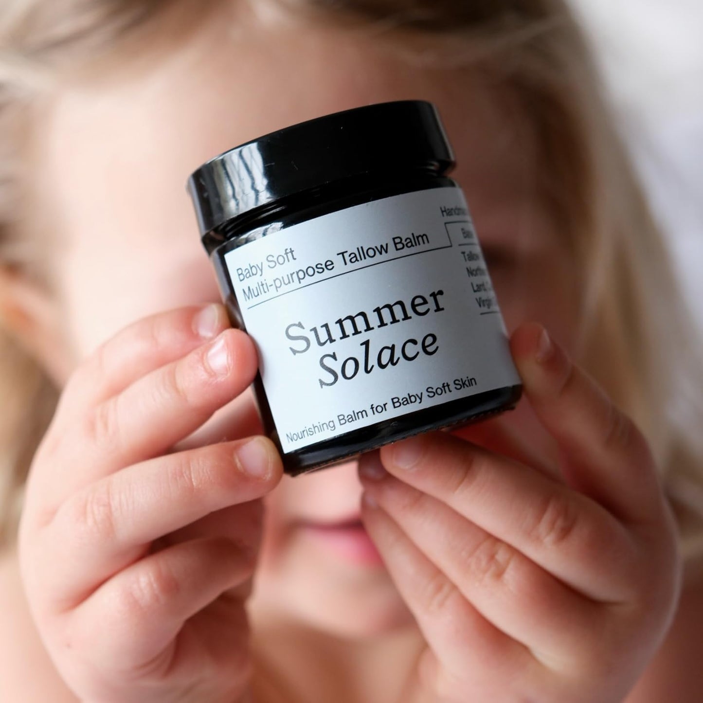 Summer Solace Tallow Family Balm Unscented with Light Cacao Butter | Moisturizing Leaf Lard, Pasture Raised Cattle Suet, Organic Pastured Nourishing Face & Body Balm for Parents 50ml