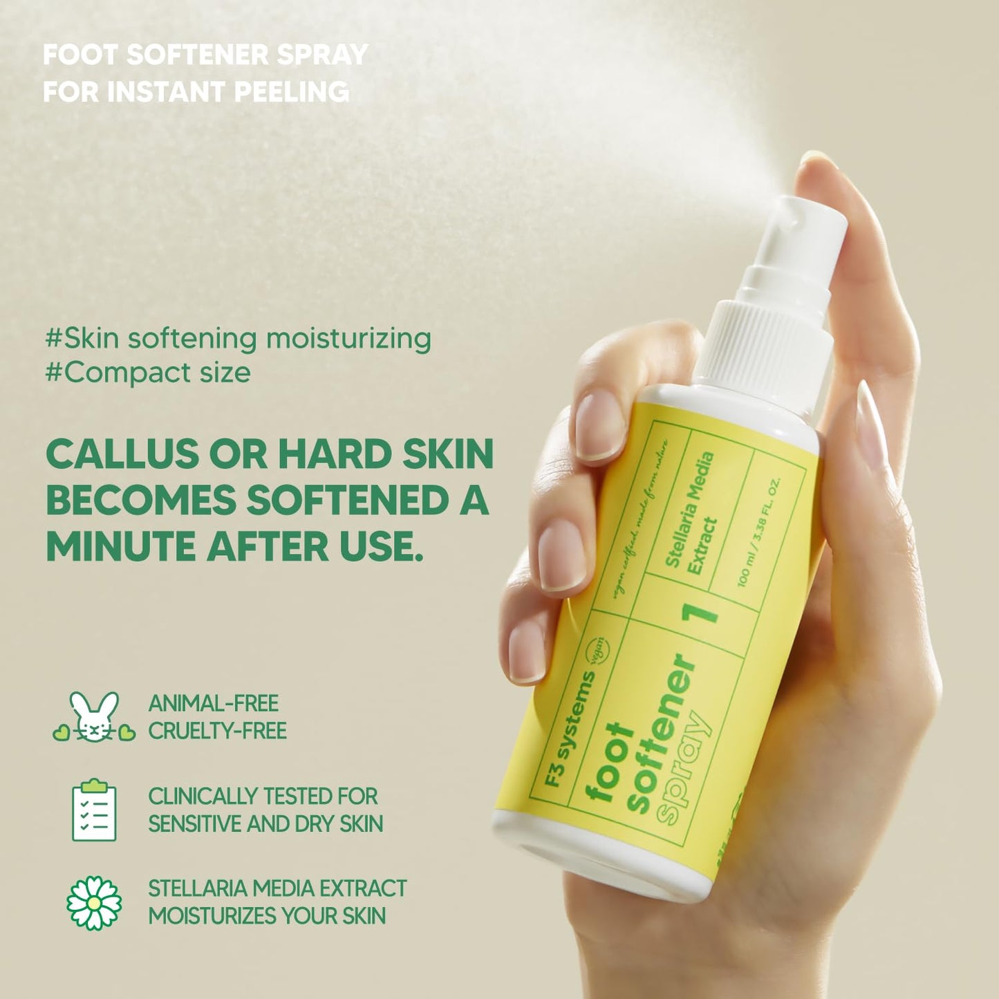 F3 Systems S-Line Emery Foot File & Foot Spray Set, Colossal Double-Sided Pedicure Tool, Effective for Cracked Heel, Ergonomic Design for Easy Grip, Dead Skin Remover, Callus Rasp, Scrubber