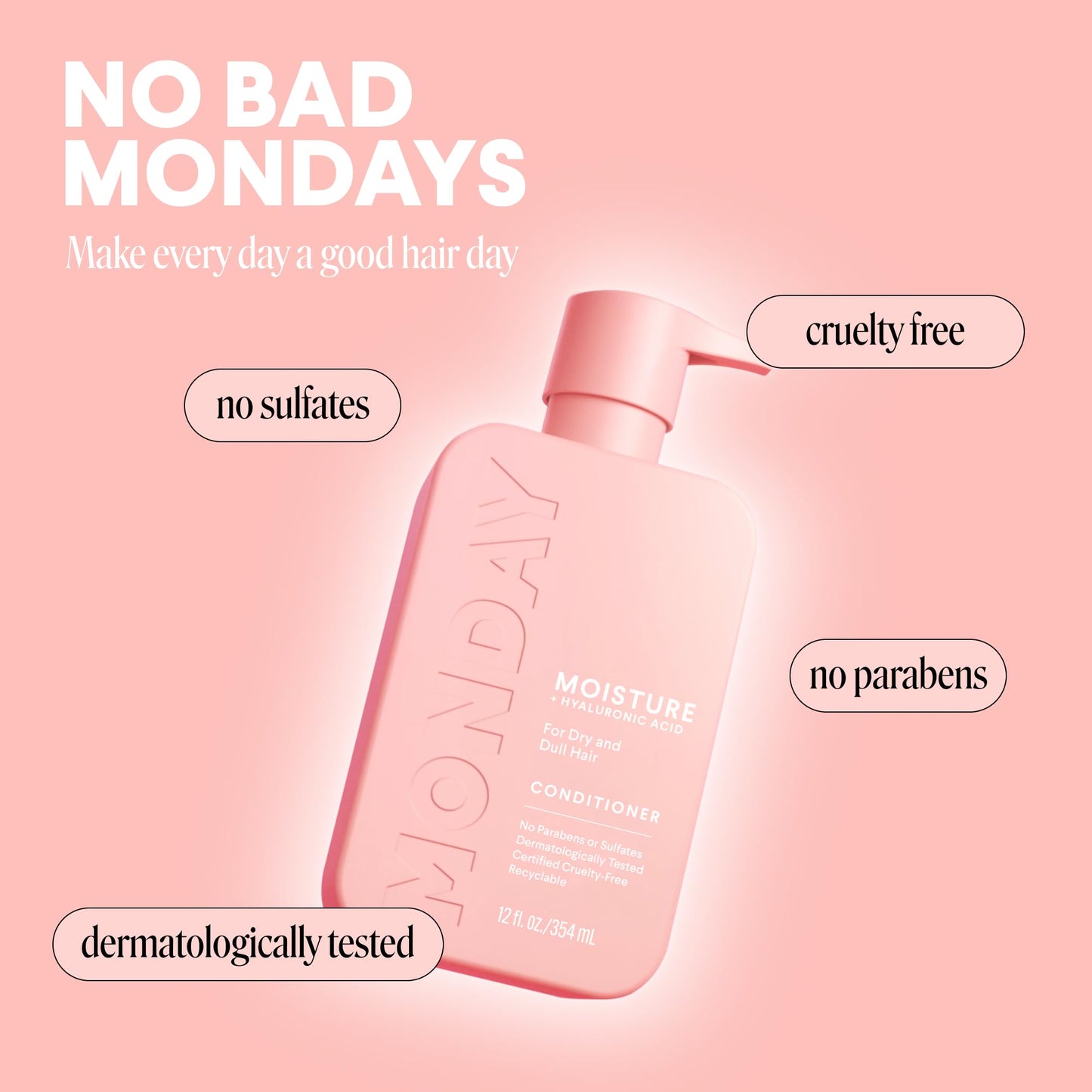 MONDAY HAIRCARE MOISTURE Conditioner with Hyaluronic Acid, Coconut Oil & Shea Butter for Dry & Dull Hair 354 mL