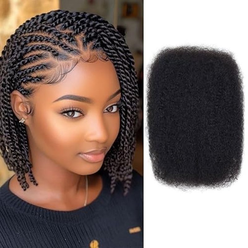 Afro Kinkys Bulk Human Hair Natural Black Afro Kinky-Curly Human Hair Bulk for Twist/Dreadlock Extensions/Repair Locs/Braids 18 Inch 100g/pack Mini Twist Braiding Hair