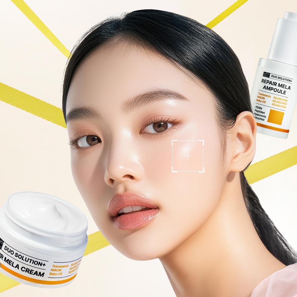 Duo Solution Tranexamic Acid 5% + Niacinamade 5% + Baku-CE 3% Cream, Repair Mela Cream - Tranexamic acid 50,000ppm, Niacinamade 50,000ppm, bakuchiol 30,000ppm, PDRN, Peptides, Hyaluronic