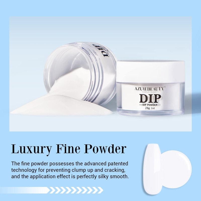 AZUREBEAUTY Dip Powder Bright White Color, Basic Nail Dipping Powder French Nail Art Starter Manicure Salon DIY at Home, Odor-Free and Long-Lasting, No Needed Nail Lamp Curing, 1 Oz