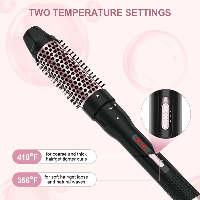 Thermal Brush, 1.5 inch Heated Round Curling Brush Hair Straightening Styler, Less Frizz Hair Hot Straightener with Detachable Head for Salon Style